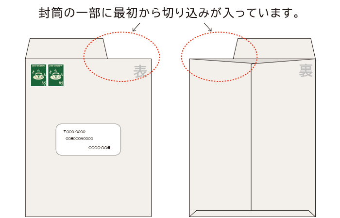 封筒の一部に最初から切り込みが入っています