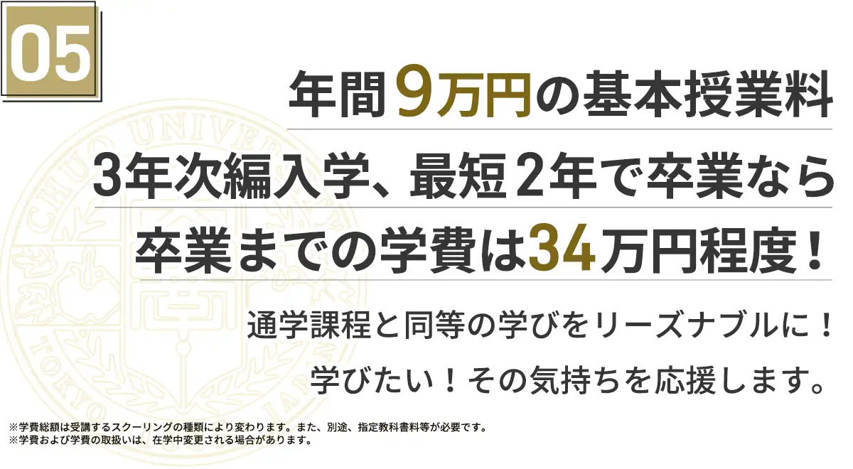 年間9万円の基本授業料、最短2年で卒業なら学費は34万円程度
